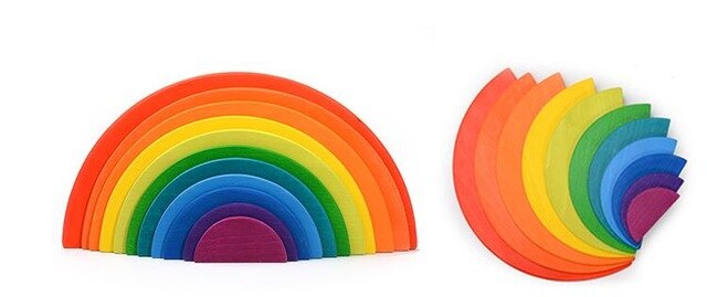 Wooden Toy Rainbow Blocks Montessori